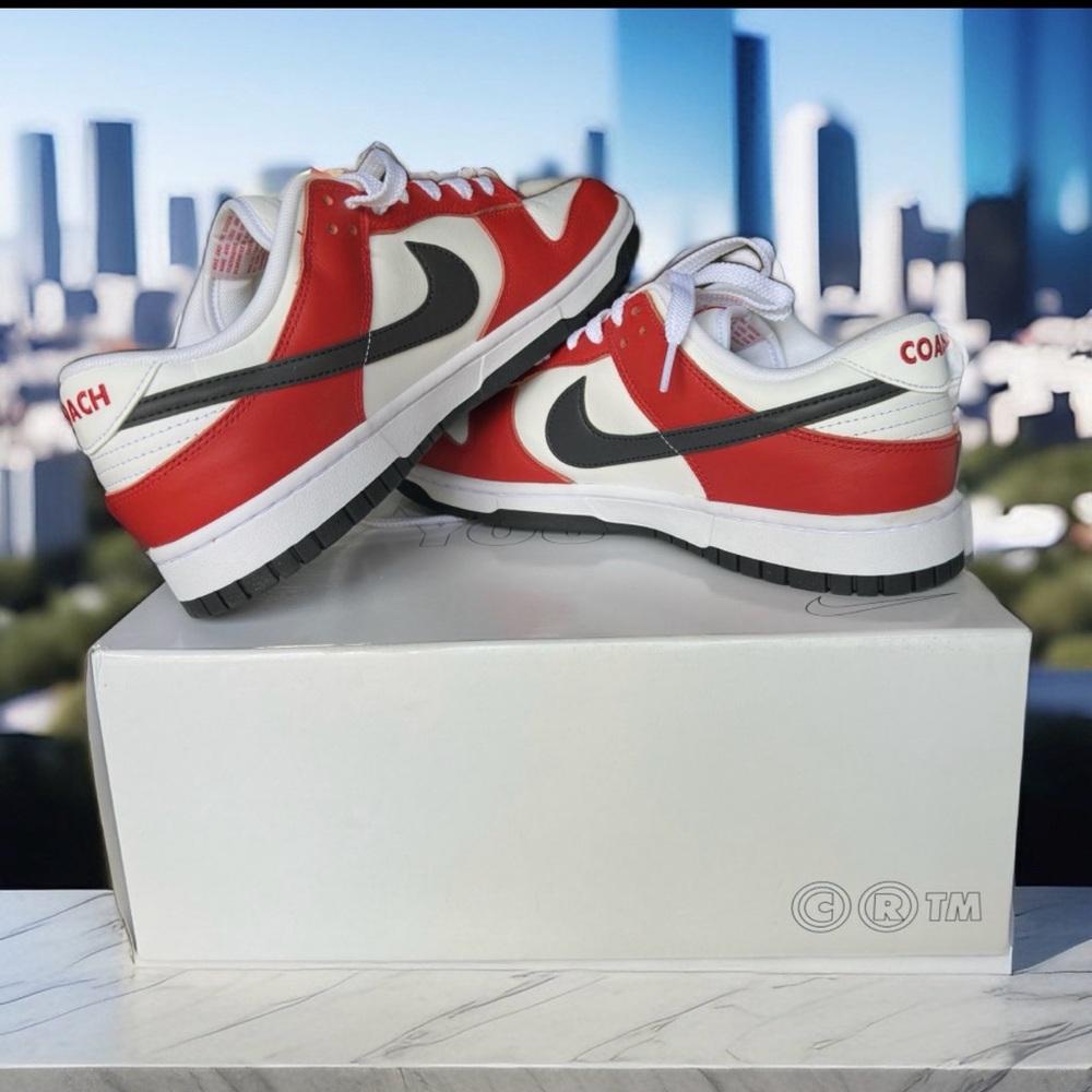 Custom Nike Red and White Nike Dunk Low-Top